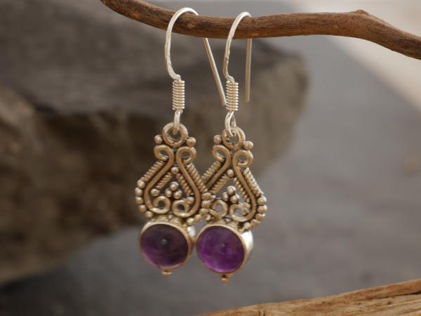 Earrings Silver  Amethyst